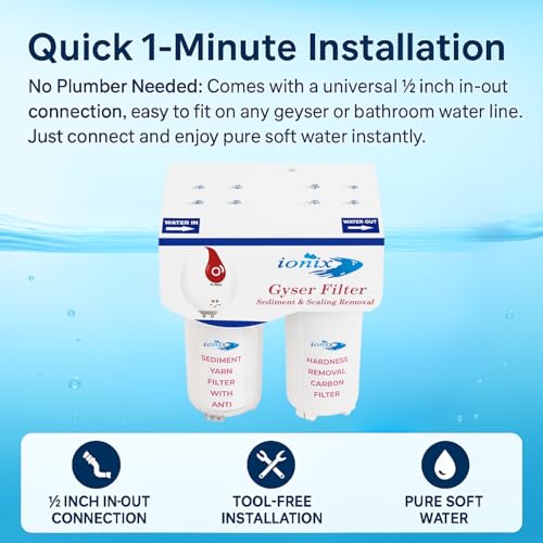IONIX Geyser filter filter | Bathroom water softner for All water inlets, 1 Minute installation, Easy connection to Geyser inlet, Low & Easy maintenace - Image 5