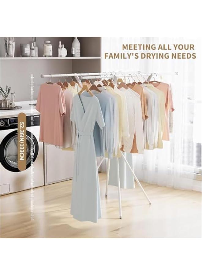 HOOKOR Clothes Drying Rack, 52Inch Foldable Heavy Duty Laundry Drying Rack, Indoor Outdoor Use, Steel, Portable Large Drying Rack Clothing for Bed Sheets, Quilts, Blankets- White - Image 4