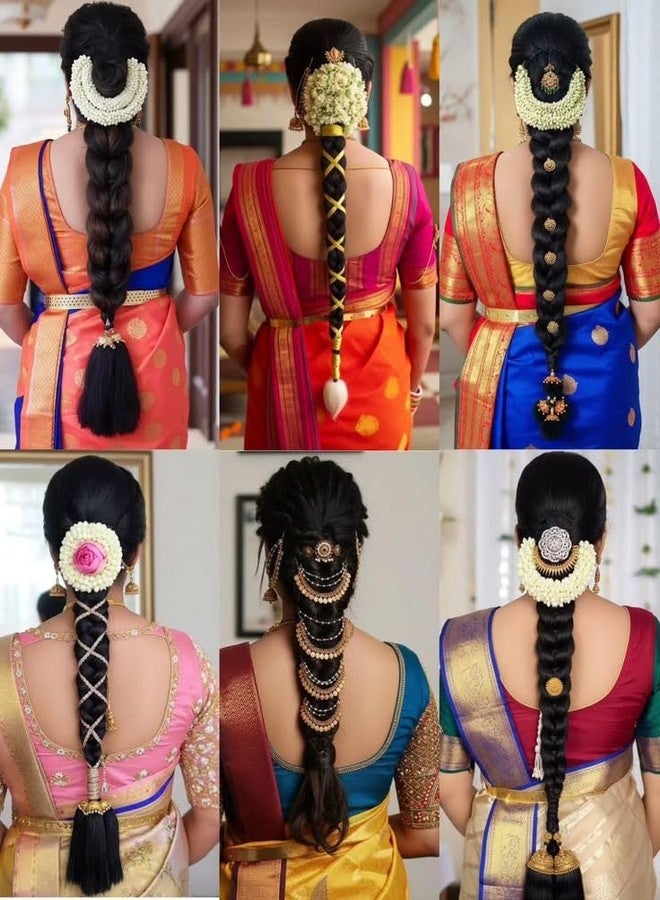 GIRISA CREATE THIS LOOK WITH OUR GIRISA HAIR, Synthetic Hair Extension, Black, Straight Style, 24inchs Length, Traditional Indian Hairstyling - Image 2