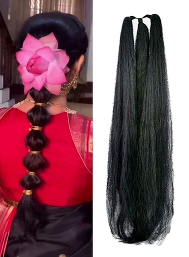GIRISA CREATE THIS LOOK WITH OUR GIRISA HAIR, Synthetic Hair Extension, Black, Straight Style, 24inchs Length, Traditional Indian Hairstyling - Image 1