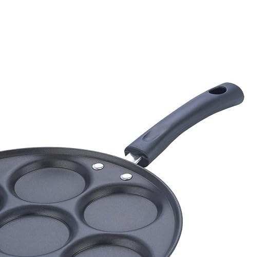 Dynore Aluminium Non Stick Mini Uttapam Pan - 7 Cavities 3 Layer Coating | Bakelite Handle| Gas/Induction Base Friendly Black/Red Color - Image 3