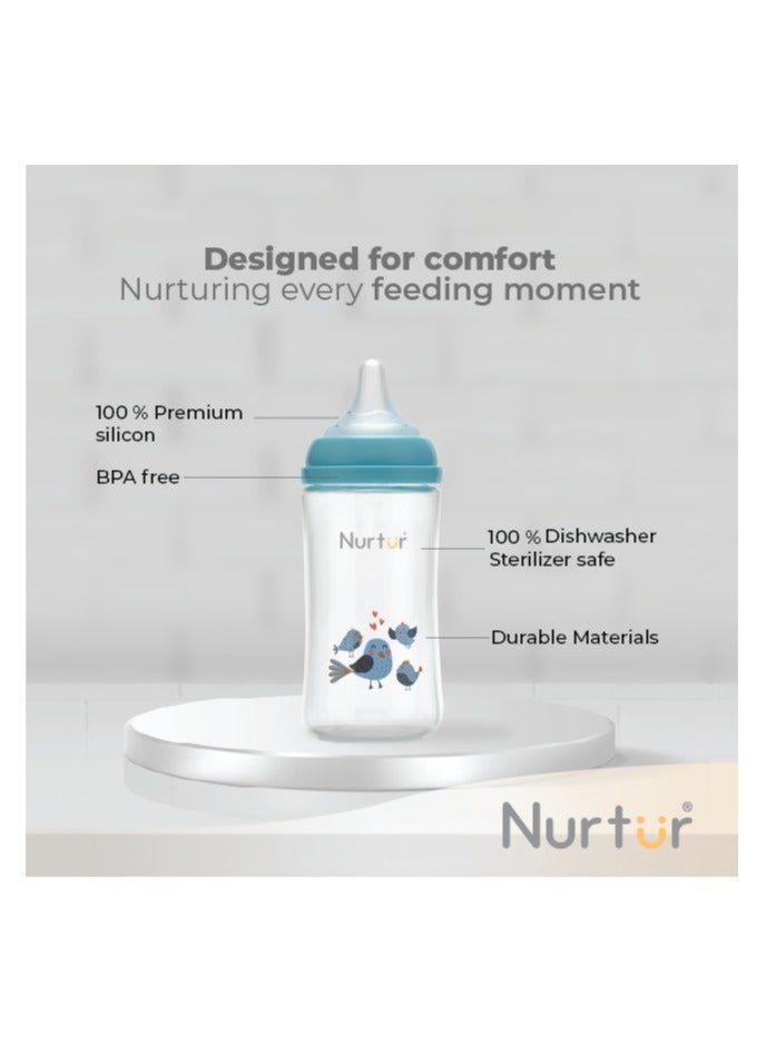 Nurtur-240Ml Pp Bottle With Wide Teat - Blue / Bird - Image 5
