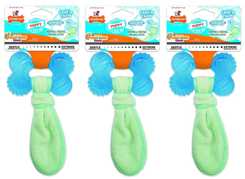 Nylabone 3 Pack of Chill 'n Chew Puppy Teething Toys, Small, Allergen-Free Peanut Butter Flavor - Image 1