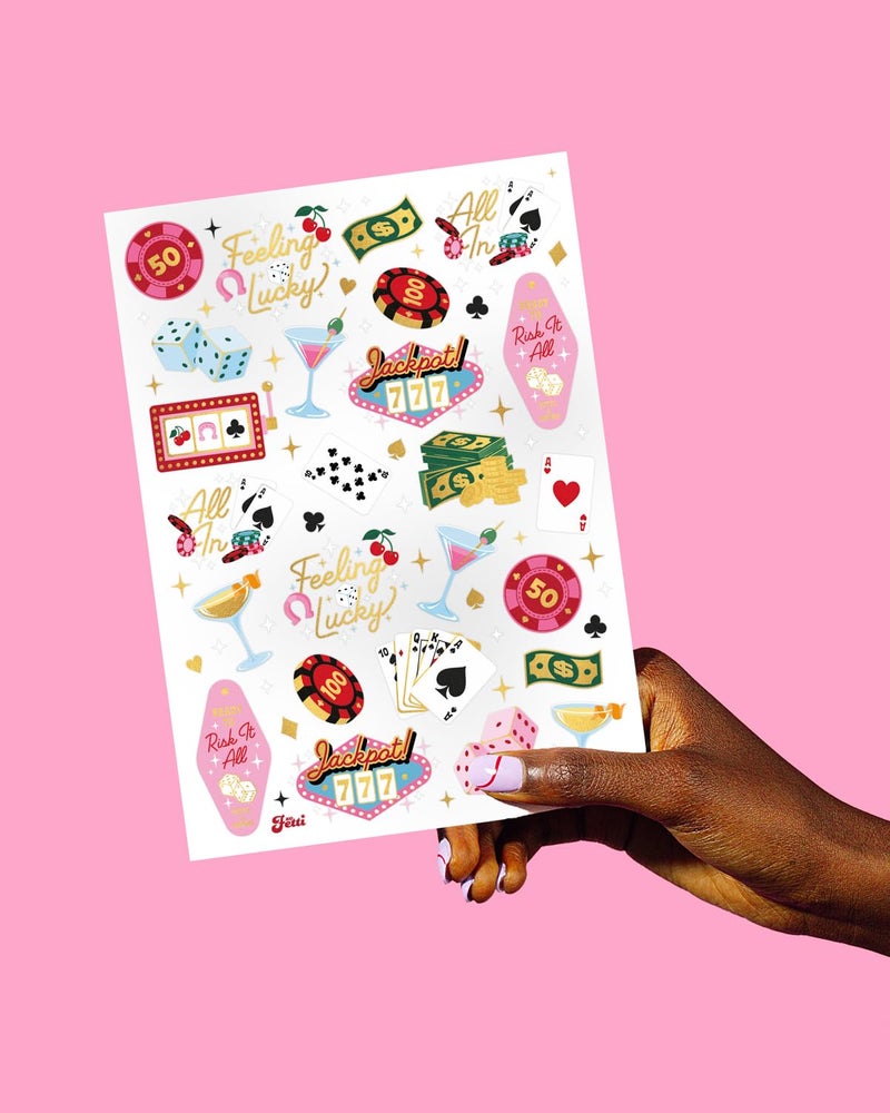 xo, Fetti Xo  Fetti Casino Temporary Tattoos - 50 Gold Foil | Bachelorette Decorations  Birthday Accessory  Las Vegas Bach Theme Favor  Game Night Bday Gift  Feeling Lucky Dice Decor  Girls Poker Party - Image 5