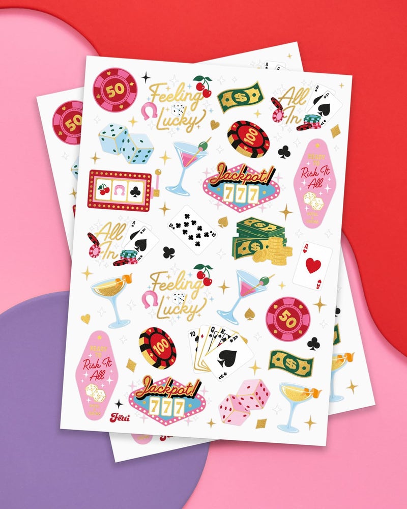 xo, Fetti Xo  Fetti Casino Temporary Tattoos - 50 Gold Foil | Bachelorette Decorations  Birthday Accessory  Las Vegas Bach Theme Favor  Game Night Bday Gift  Feeling Lucky Dice Decor  Girls Poker Party - Image 2