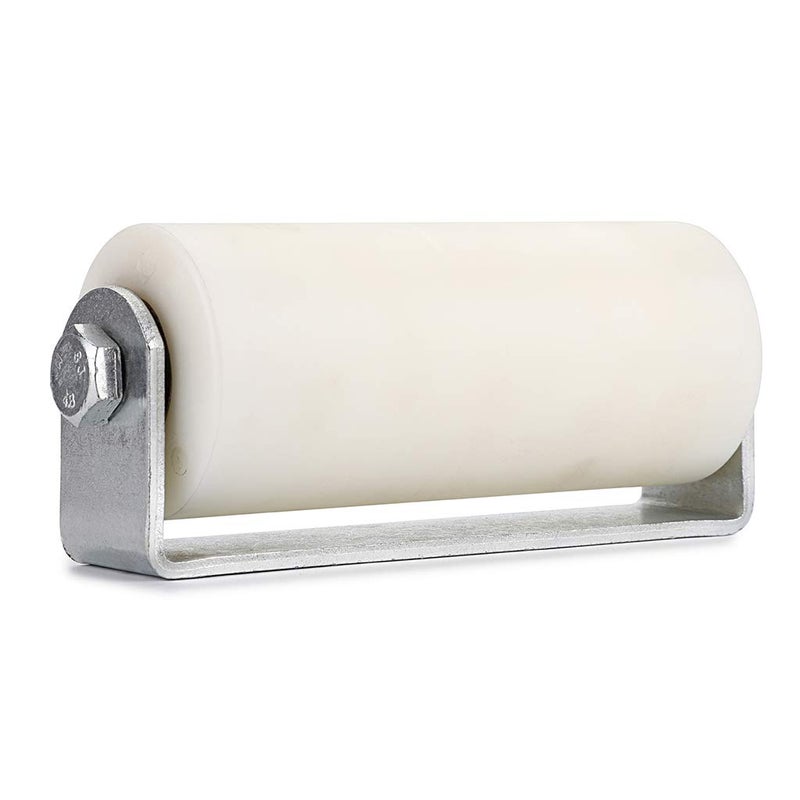 Skelang 6 Slide Gate Guide Roller with Post Welded Bracket UHMW Hard Nylon Sliding Rolling Gates Guider Heavy Duty Sealed Ball Bearing Side Roller Assembly White 6 inches