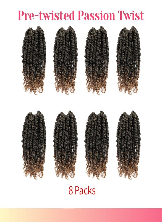 BOHOBABE Crochet Passion Twist Hair Pretwisted 10 Inch Short Pre-looped Passion Twist Crochet Braiding Hair 8 Packs (T27) - Image 2