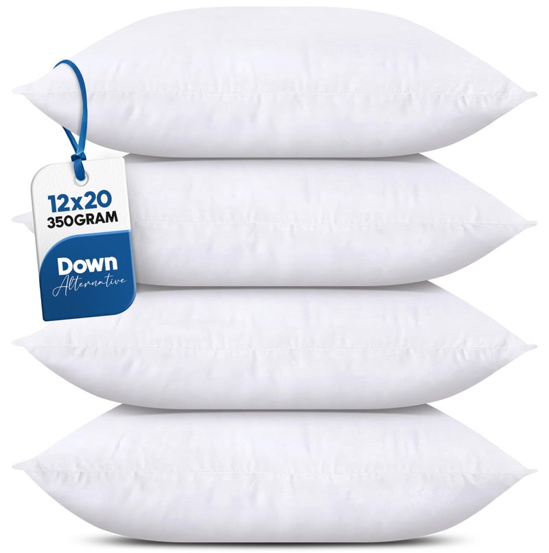 Utopia Bedding Throw Pillows Set of 4 White 12 x 20 Inches Pillows for Sofa Bed and Couch Decorative Stuffer Pillow
