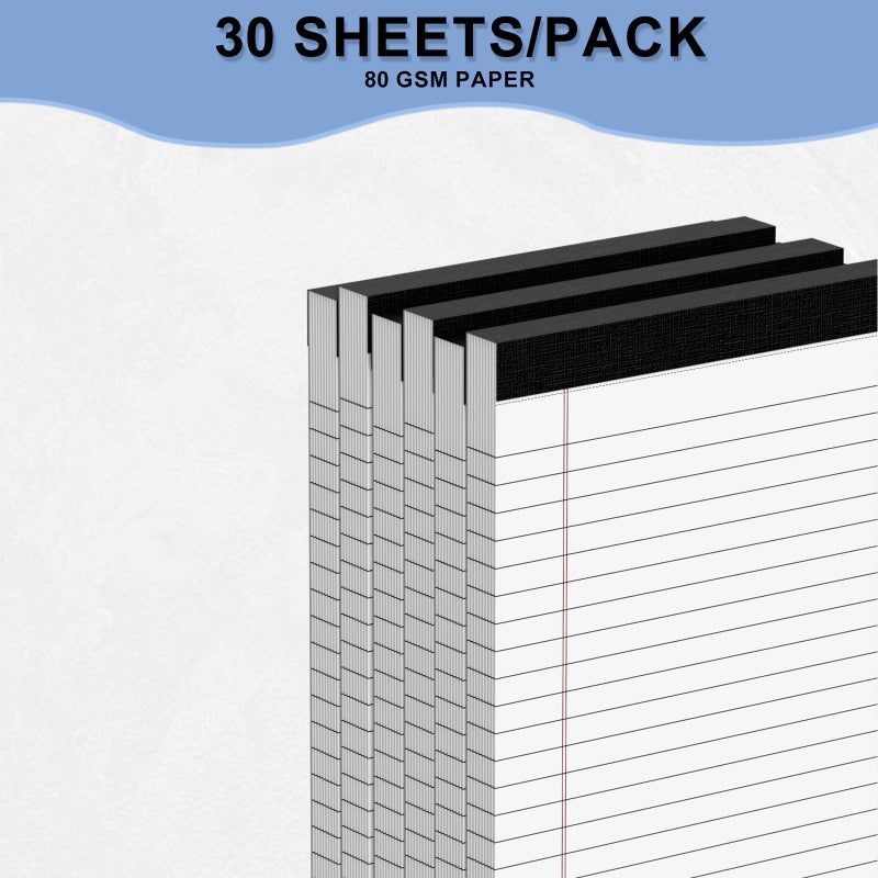 Ciphyfee 12pcs Small Note Pads, White Notepads 5x8 College Ruled Notebook, Writing Pads 5 x 8, Legal Pads, Pad Paper Perforate Notebooks for Work, Message, School, Office Supplies,30 Sheets/Pack - Image 3