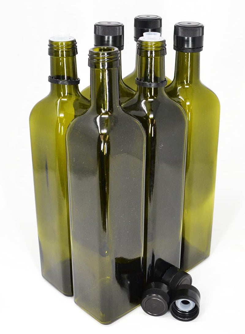 nicebottles Olive Oil Bottles with Cap & Pourer Fitment, Green, 750ml - Pack of 6 - Image 5