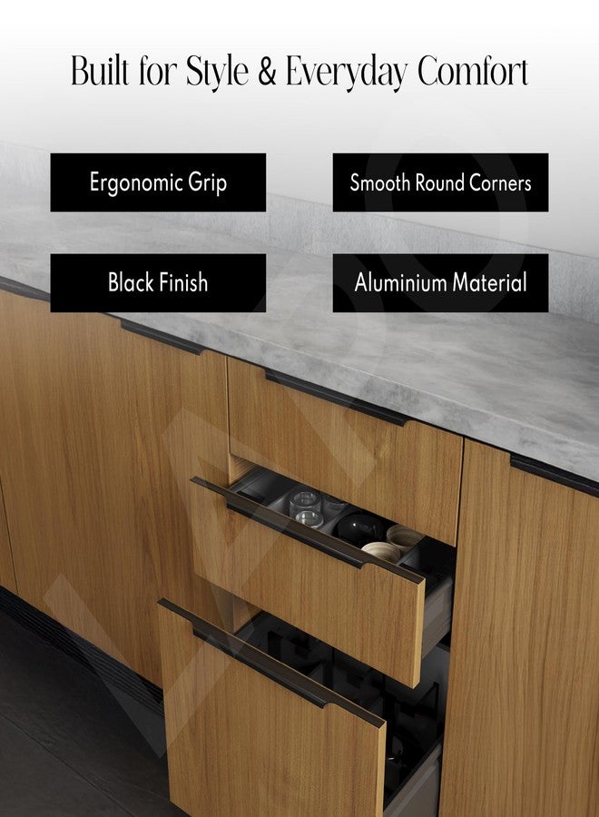 LAPO 5 Pack Premium 12 Inch Aluminum Kitchen Profile Handle, Cabinet Profile Handle, Drawer Handle for Kitchen Wardrobe Pull Handle for Home, Hotel, Office (Black Finish, Pack of 5) - Image 4
