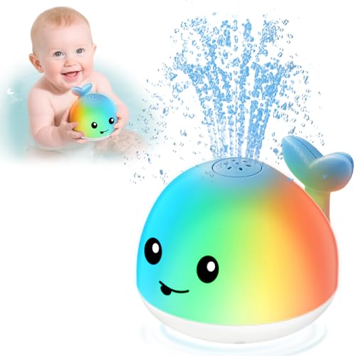WAVISA Baby Bath Toys Light Up Whale Bath Toy Sprinkler for Babies 61218 Months Bath Toys for Kids 13 Toddler Fountain Bathtub Toys Baby Easter Basket Stuffers 1 2 3 Year Old Boys Girls Birthday Gifts - Image 1