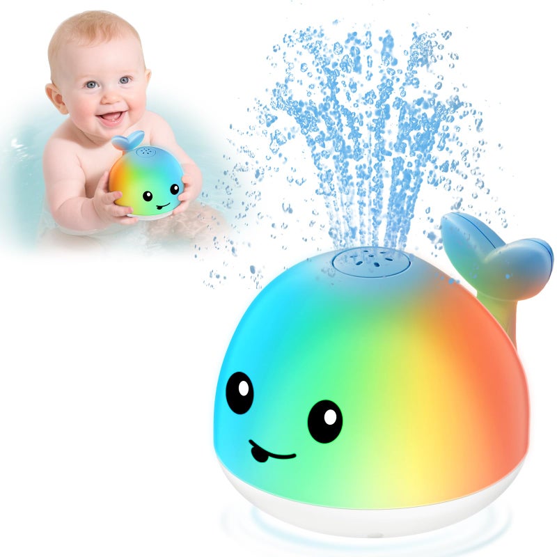 WAVISA Baby Bath Toys Light Up Whale Bath Toy Sprinkler for Babies 61218 Months Bath Toys for Kids 13 Toddler Fountain Bathtub Toys Baby Easter Basket Stuffers 1 2 3 Year Old Boys Girls Birthday Gifts - Image 2