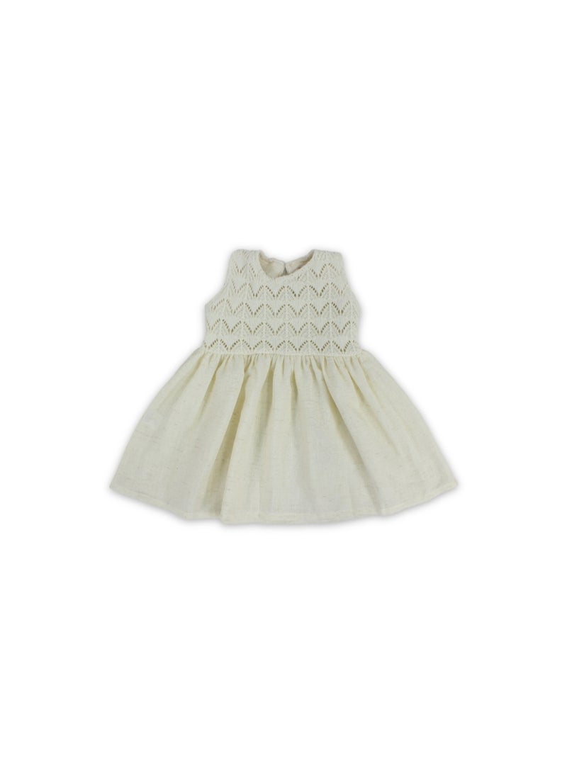 Baby Girls Linen Dress – Off-White - Image 1