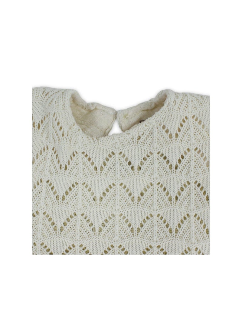 Baby Girls Linen Dress – Off-White - Image 3