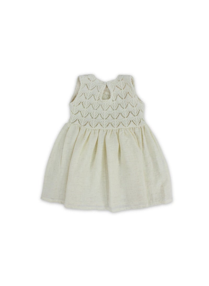 Baby Girls Linen Dress – Off-White - Image 2