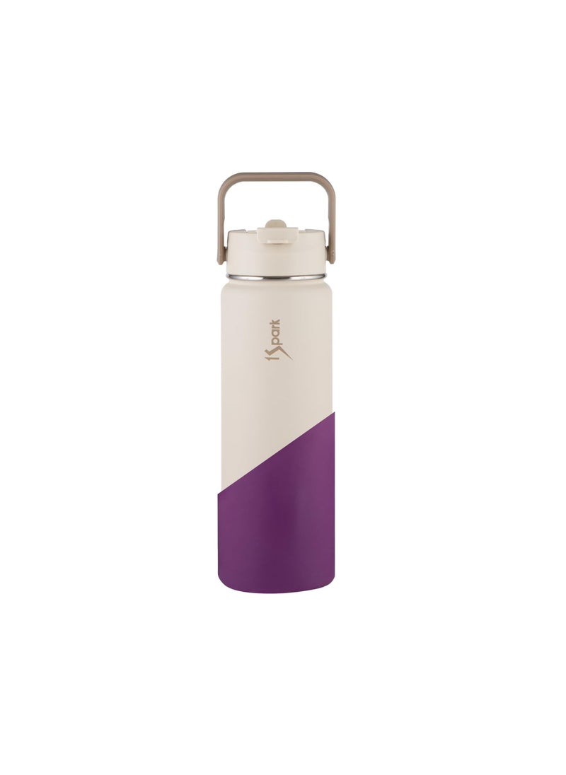 1Spark 1Spark Dual Lid Dreamer 18hrs Hot 30hrs Cold 750 ml BottlePack of 1Steel Rich Beige Royal Purple 