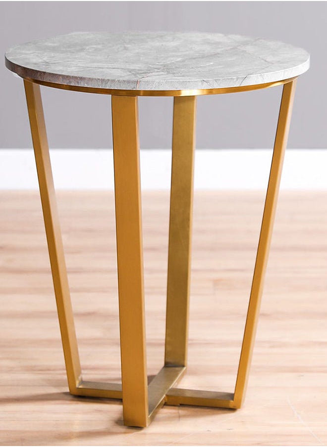 DANUBE HOME Beaver End Table Multifunctional Living Room Table Space Saving Side Table Modern Design Furniture For Home 50x50x60 cm Grey Marble/Brushed Gold  - Image 3