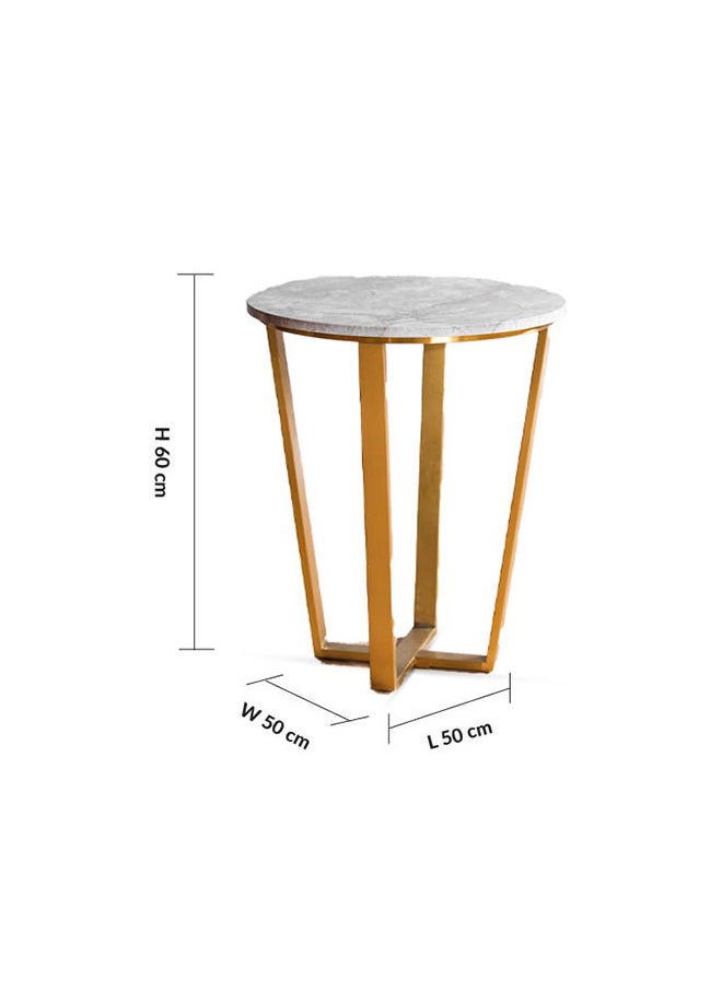 DANUBE HOME Beaver End Table Multifunctional Living Room Table Space Saving Side Table Modern Design Furniture For Home 50x50x60 cm Grey Marble/Brushed Gold  - Image 5