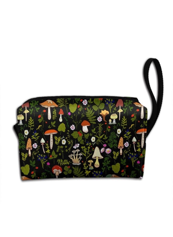 MOLIAN Mushrooms Nature Makeup Bag For Women, Portable Cosmetic Bag Zipper Pouch Travel Toiletry Organizer Bag - Image 1