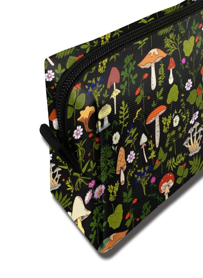 MOLIAN Mushrooms Nature Makeup Bag For Women, Portable Cosmetic Bag Zipper Pouch Travel Toiletry Organizer Bag - Image 2