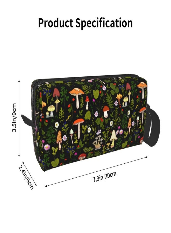 MOLIAN Mushrooms Nature Makeup Bag For Women, Portable Cosmetic Bag Zipper Pouch Travel Toiletry Organizer Bag - Image 4