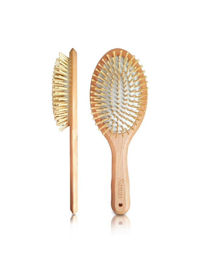 Sanas Wooden Hair Brush 1Pc Wide Tooth Detangling Comb For Women Paddle Blow Curly Hair Comb 1Pc (Beige) - Image 1