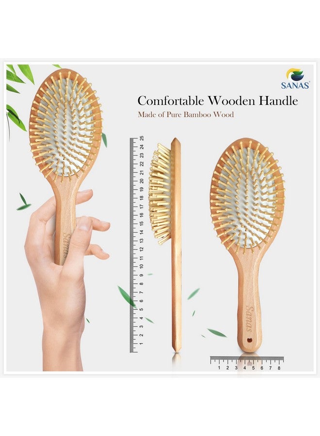Sanas Wooden Hair Brush 1Pc Wide Tooth Detangling Comb For Women Paddle Blow Curly Hair Comb 1Pc (Beige) - Image 2