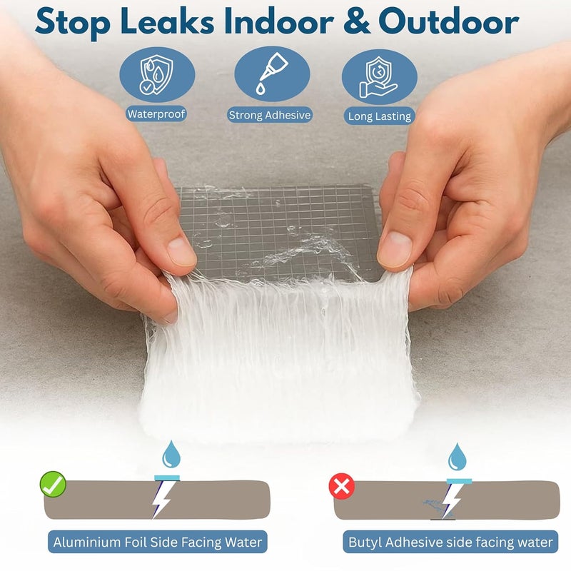 DEPRIXO Super Strong Waterproof Tape – Rubberized adhesive foil for roof leaks, cracks, window gaps, boat sealing & tank repair. Durable, weatherproof & easy to apply (4 Inch) by UNIDSC - Image 2