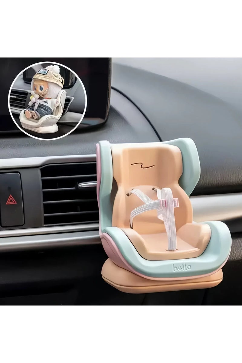 Firasa Doll car seat Compatible with 17cm Labu with Air Vent Clip and Desktop Display, Cute and Functional Car Ornament for Blind Box Doll Fans, Collectors - Image 1