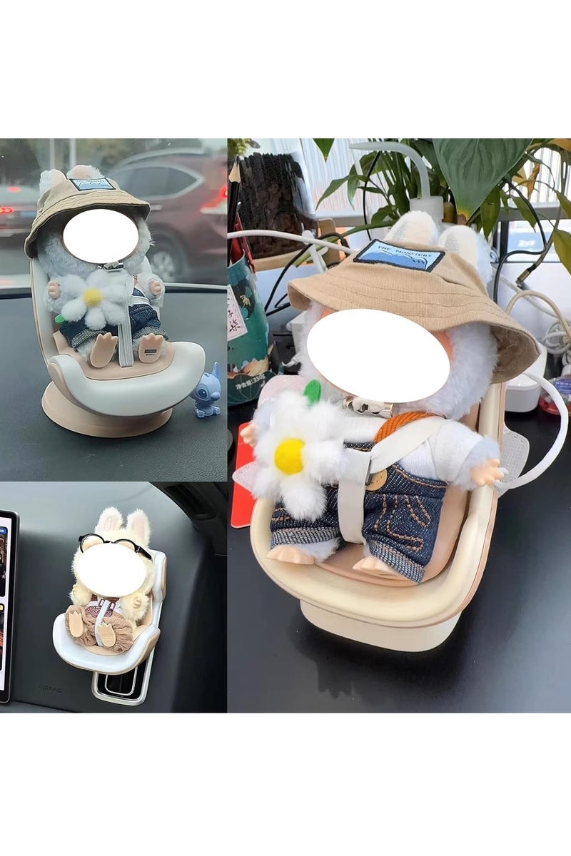 Firasa Doll car seat Compatible with 17cm Labu with Air Vent Clip and Desktop Display, Cute and Functional Car Ornament for Blind Box Doll Fans, Collectors - Image 4