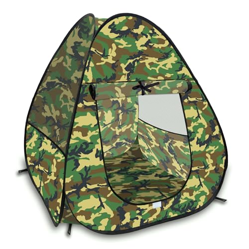 TikOnsYol Military Play Tent for Kids Army Camouflage Pop Up Play Tent Collapsible Playhouse Indoor Outdoor Portable for Boys and Girls - Image 1