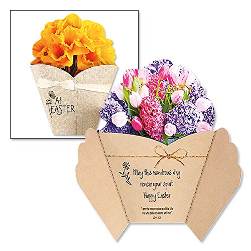 Current Die Cut Easter Bouquet Value Greeting Card Set - Value Pack of 8 Cards for Kids & Adults With White Envelopes, 4 Design Prints, Large 5" x 7" Greetings - Image 1