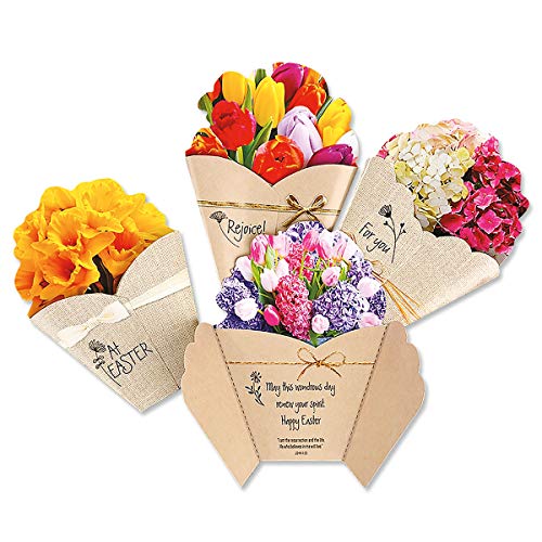 Current Die Cut Easter Bouquet Value Greeting Card Set - Value Pack of 8 Cards for Kids & Adults With White Envelopes, 4 Design Prints, Large 5" x 7" Greetings - Image 3