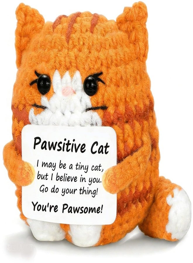 BCNJEPIN Crochet Toys, Handmade Cat Crochet Animals, Cute Crochet Gift for Home and Office Decor, Emotional Support Animal Toy, Cute Things for Study Table Desk Decoration (8x6 cm, Orange) - Image 1