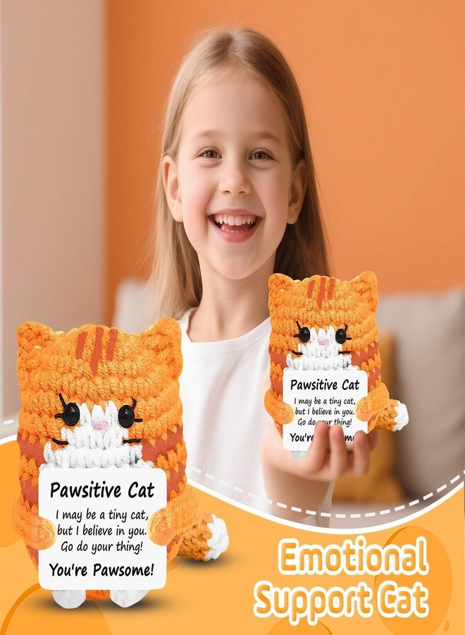 BCNJEPIN Crochet Toys, Handmade Cat Crochet Animals, Cute Crochet Gift for Home and Office Decor, Emotional Support Animal Toy, Cute Things for Study Table Desk Decoration (8x6 cm, Orange) - Image 4
