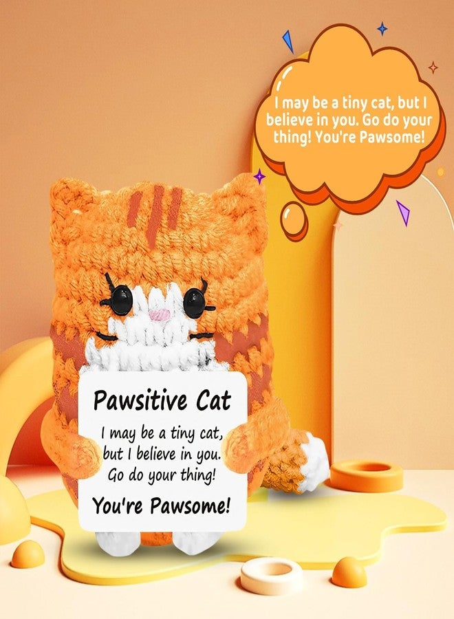 BCNJEPIN Crochet Toys, Handmade Cat Crochet Animals, Cute Crochet Gift for Home and Office Decor, Emotional Support Animal Toy, Cute Things for Study Table Desk Decoration (8x6 cm, Orange) - Image 5