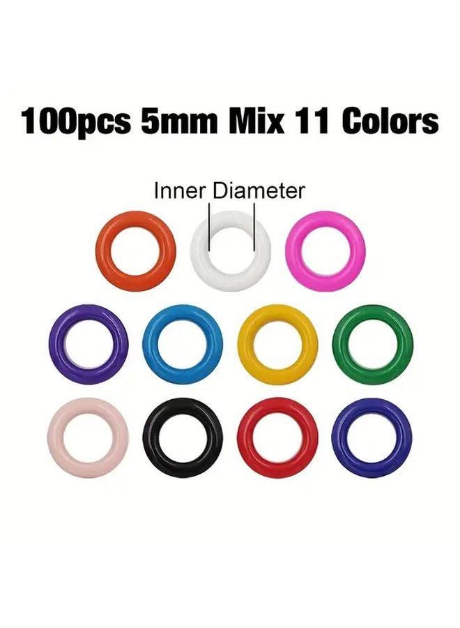 100 Sets 5mm Mix Color Metal Eyelets Grommets For Leathercraft DIY Shoes Belt Bag - Image 1