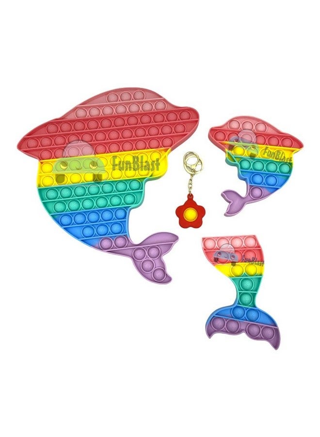 FunBlast Pop It - Popit Game, Poppet for Kids, Pop It Toy, Pop It Toys for Kids, Jumbo Dolphin Pop it Fidget Toy, Pop It Fidget Toy, Pop It Big, Pop It for Girls, Pop It for Boys, Stress Relief Toys (Pack of 4 Pcs) - Image 1