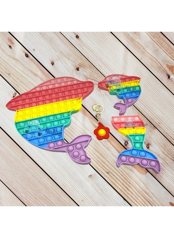 FunBlast Pop It - Popit Game, Poppet for Kids, Pop It Toy, Pop It Toys for Kids, Jumbo Dolphin Pop it Fidget Toy, Pop It Fidget Toy, Pop It Big, Pop It for Girls, Pop It for Boys, Stress Relief Toys (Pack of 4 Pcs) - Image 3