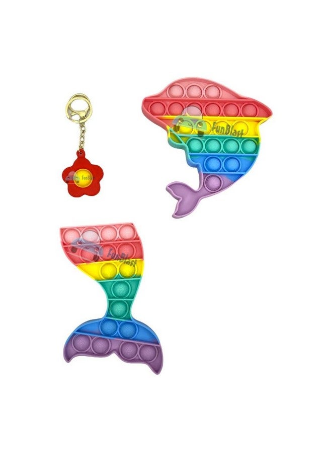 FunBlast Pop It - Popit Game, Poppet for Kids, Pop It Toy, Pop It Toys for Kids, Jumbo Dolphin Pop it Fidget Toy, Pop It Fidget Toy, Pop It Big, Pop It for Girls, Pop It for Boys, Stress Relief Toys (Pack of 4 Pcs) - Image 4