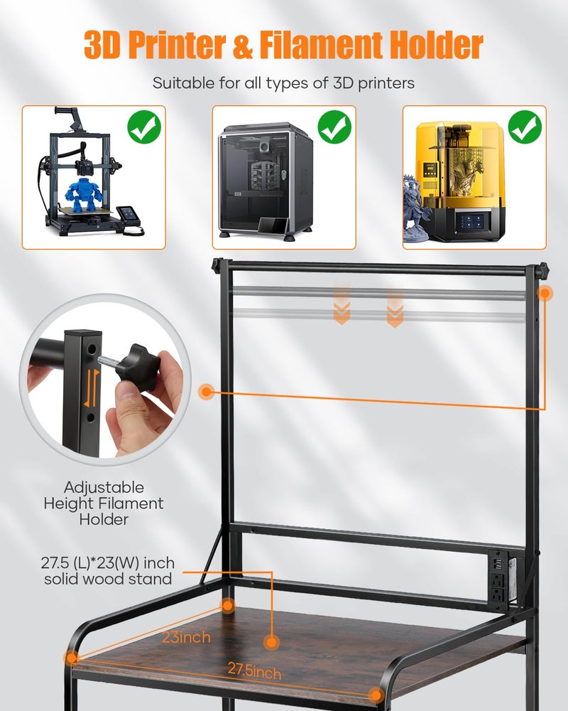 AHOWPD 3D Printer Rack Filaments Storage - Rolling 3d Printing Stand Filament Organizer, Spools Holder Racks Cart with Wheels, Heavy Duty Shelf Hold Spool PLA, ABS, PETG for Garage Office Workshop - Image 3