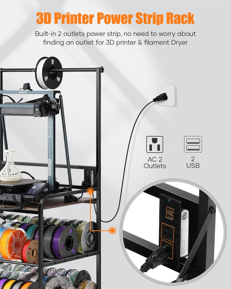 AHOWPD 3D Printer Rack Filaments Storage - Rolling 3d Printing Stand Filament Organizer, Spools Holder Racks Cart with Wheels, Heavy Duty Shelf Hold Spool PLA, ABS, PETG for Garage Office Workshop - Image 2