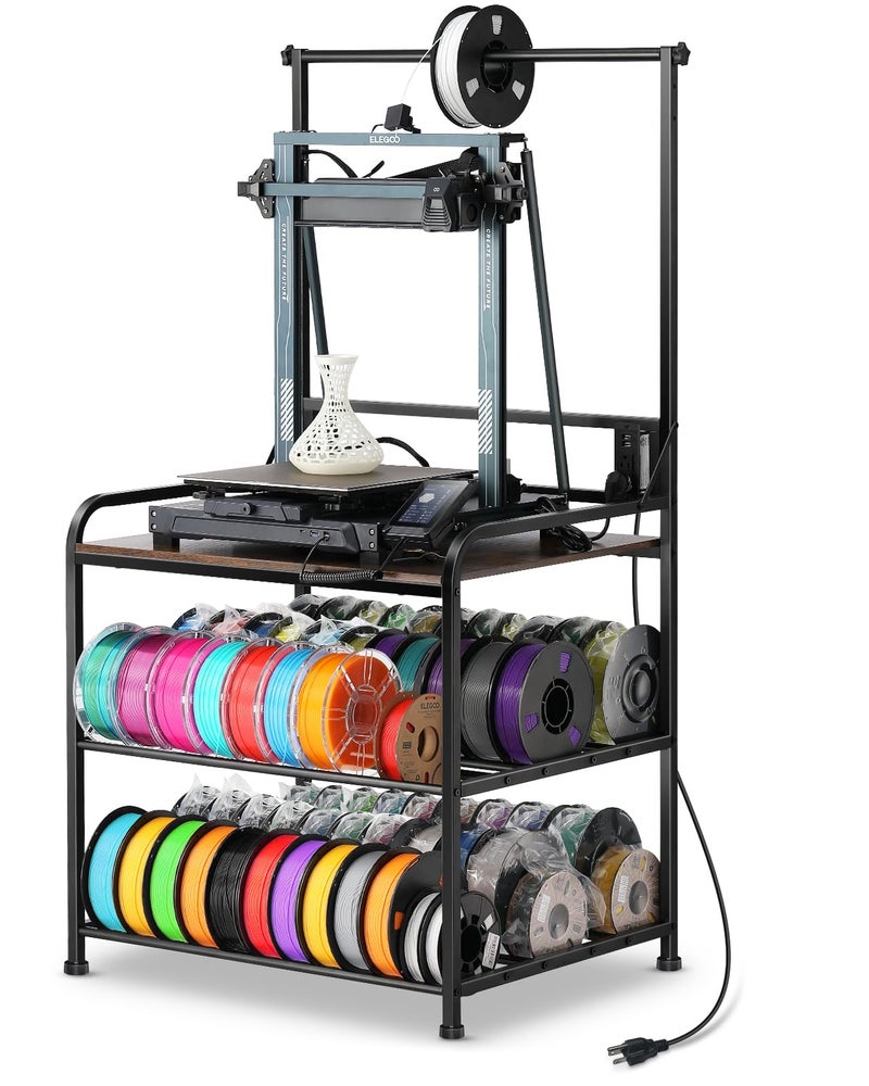 AHOWPD 3D Printer Rack Filaments Storage - Rolling 3d Printing Stand Filament Organizer, Spools Holder Racks Cart with Wheels, Heavy Duty Shelf Hold Spool PLA, ABS, PETG for Garage Office Workshop - Image 1