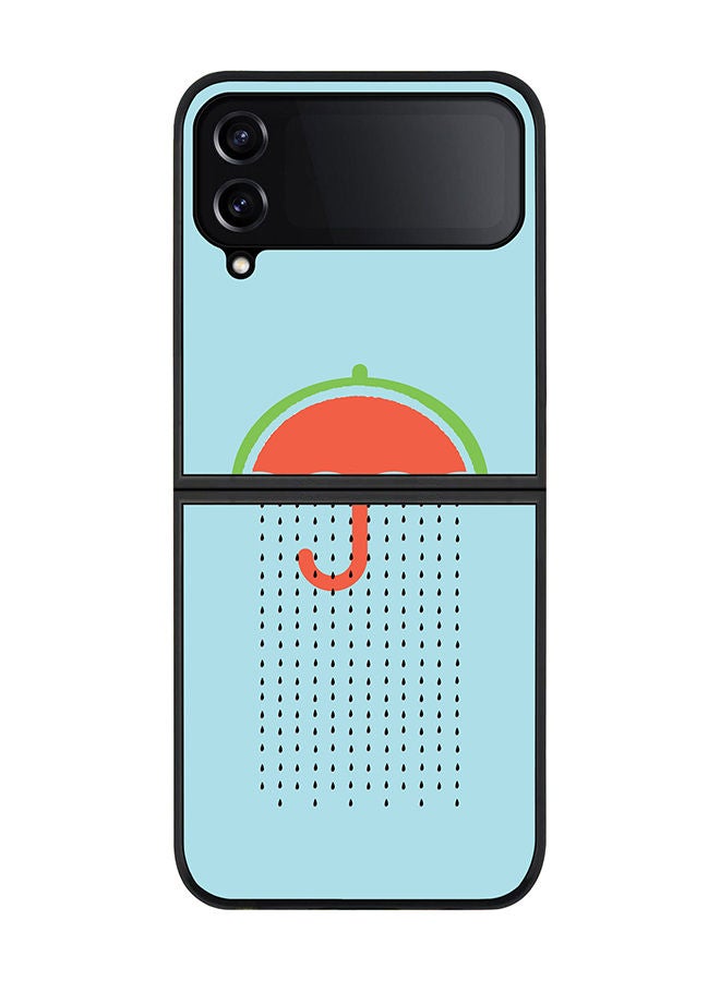 Stylizedd Rugged Black edge case for Samsung Galaxy Z Flip4 Slim fit Soft Case Flexible Rubber Edges Anti Drop TPU Gel Thin Cover - Weeping Melon - Image 1