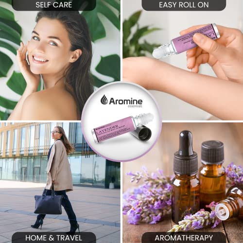 Aromine Lavender Essential Oil Roll On, Pre-Diluted 10ml (Pack of 2). Premium Quality, Therapeutic Grade Topical Ready Aromatherapy Oil - Image 3