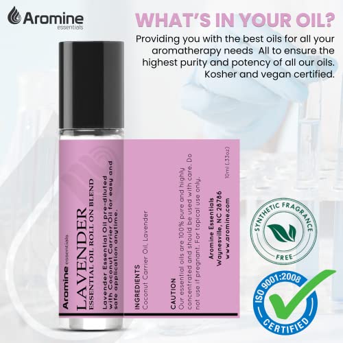 Aromine Lavender Essential Oil Roll On, Pre-Diluted 10ml (Pack of 2). Premium Quality, Therapeutic Grade Topical Ready Aromatherapy Oil - Image 2