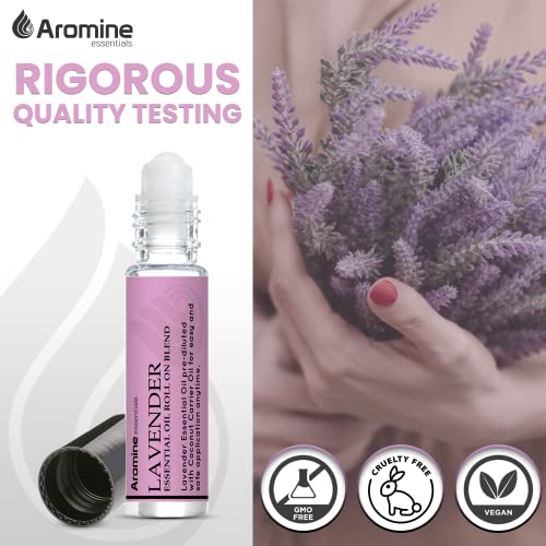Aromine Lavender Essential Oil Roll On, Pre-Diluted 10ml (Pack of 2). Premium Quality, Therapeutic Grade Topical Ready Aromatherapy Oil - Image 4