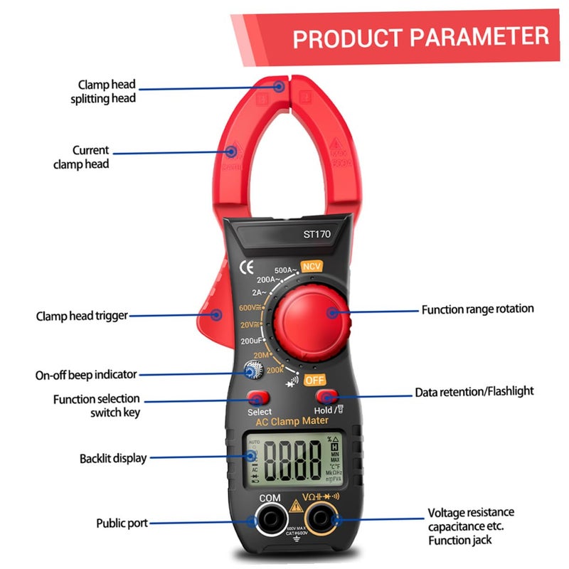 ST170 Digital Clamp Meter High Precision AC DC Voltage Current Tester Portable Multimeter - Image 5