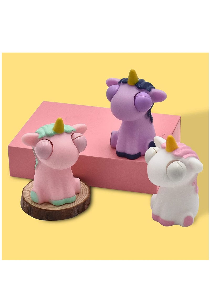 إكسفور لعبة كرات الضغط العصبي أحادية القرن، 3 قطع ألعاب ضغط مضحكة مضحكة، لعبة حسية يدوية مريحة للعينين تفرقع العينين وتساعد على تخفيف التوتر، لطيفة بعيون منبثقة مثالية للحفلات ومضادة للقلق ألعاب مكتب المكتب - Image 1